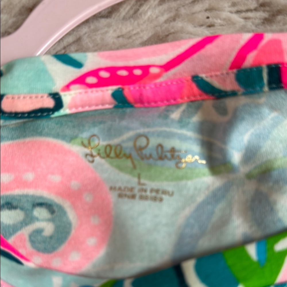 Lilly Pulitzer Blue and Pink Graphic Long Sleeve Blouse - Picture 3 of 6